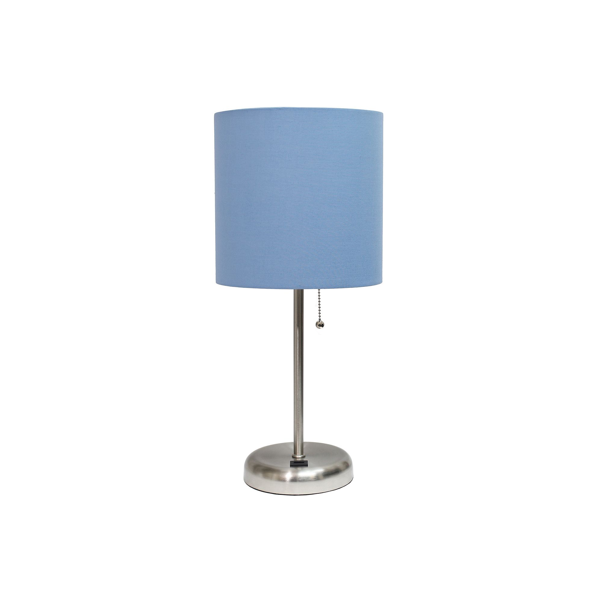 Creekwood Home Metal Table Lamp with USB Port, Silver And Blue