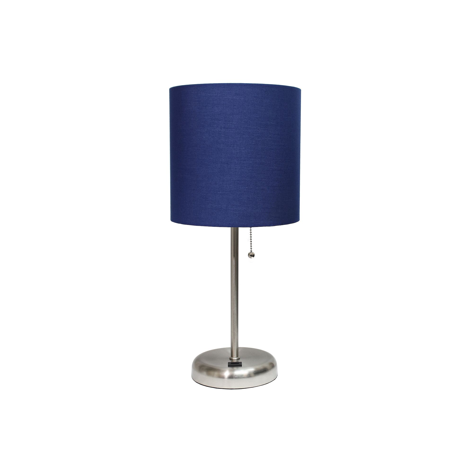 Creekwood Home Metal Table Lamp with USB Port, Silver And Navy