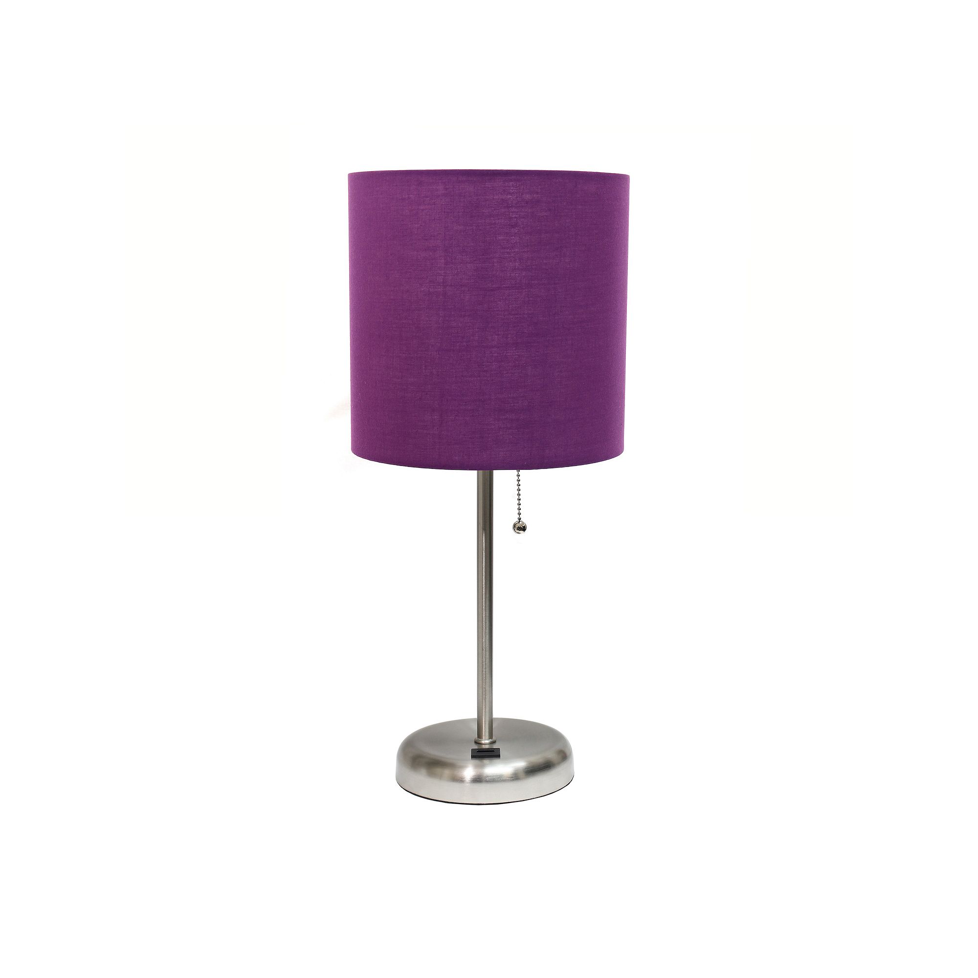 Creekwood Home Metal Table Lamp with USB Port, Steel And Purple