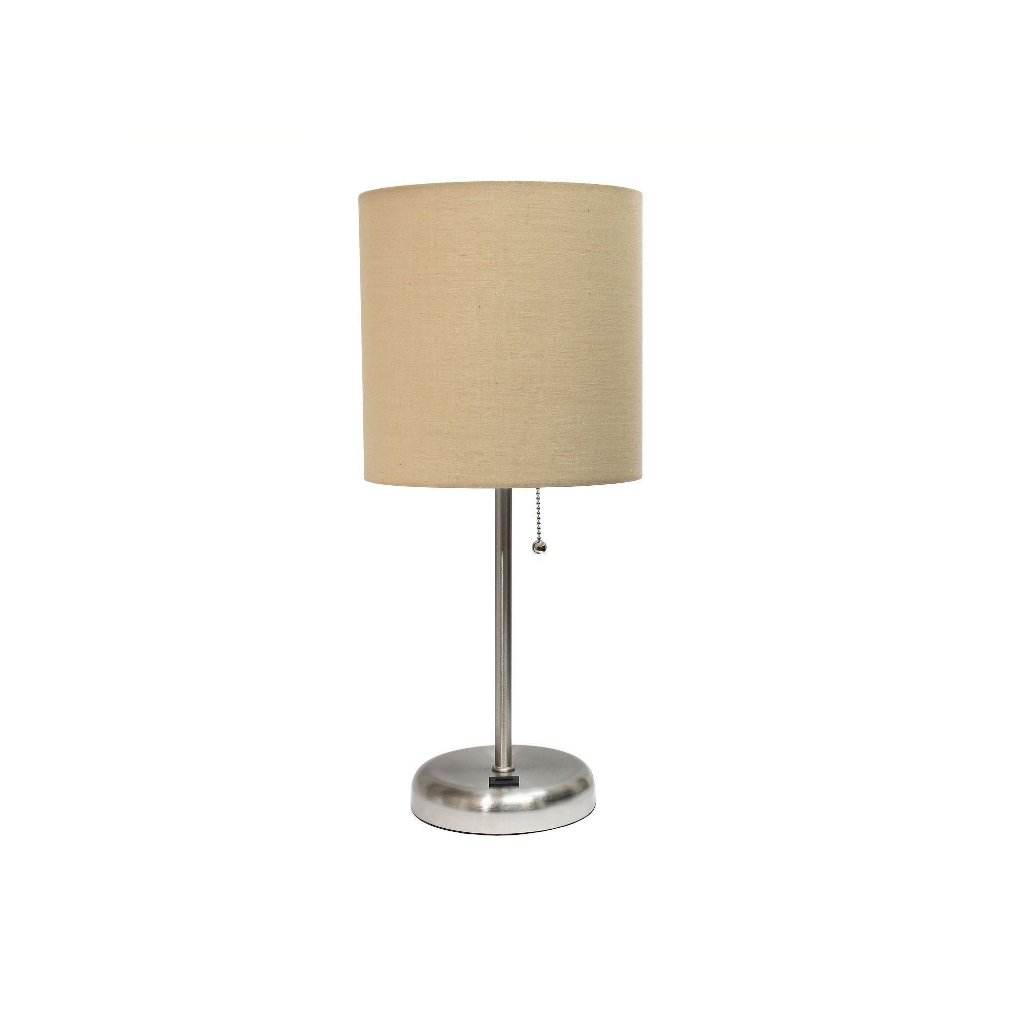 Creekwood Home Metal Table Lamp with USB Port, Silver And