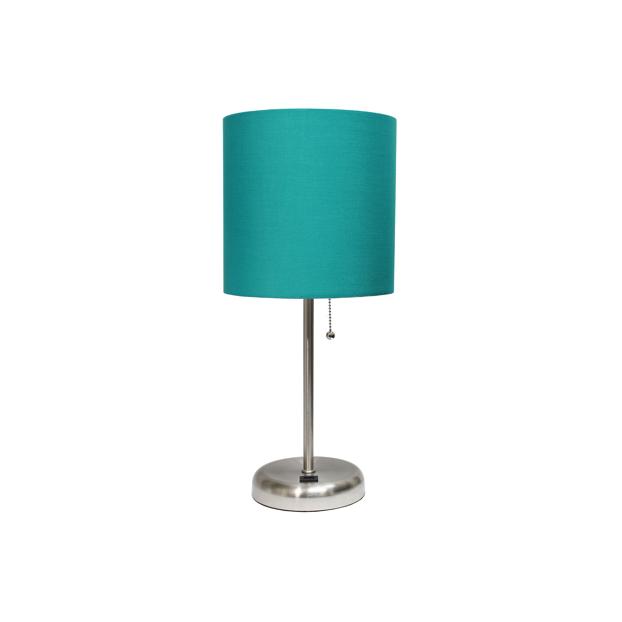 Creekwood Home Metal Table Lamp with USB Port, Silver And Teal