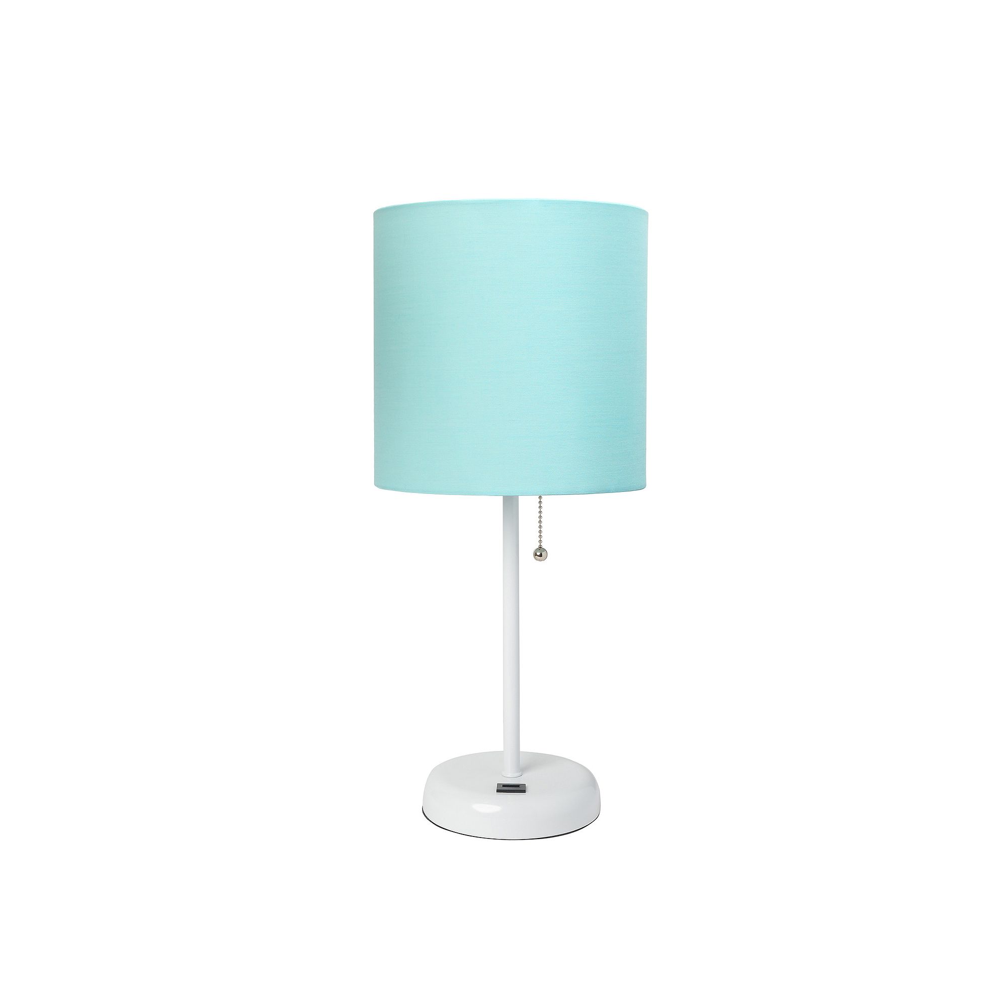 Creekwood Home Metal Table Lamp with USB Port, White And Aqua