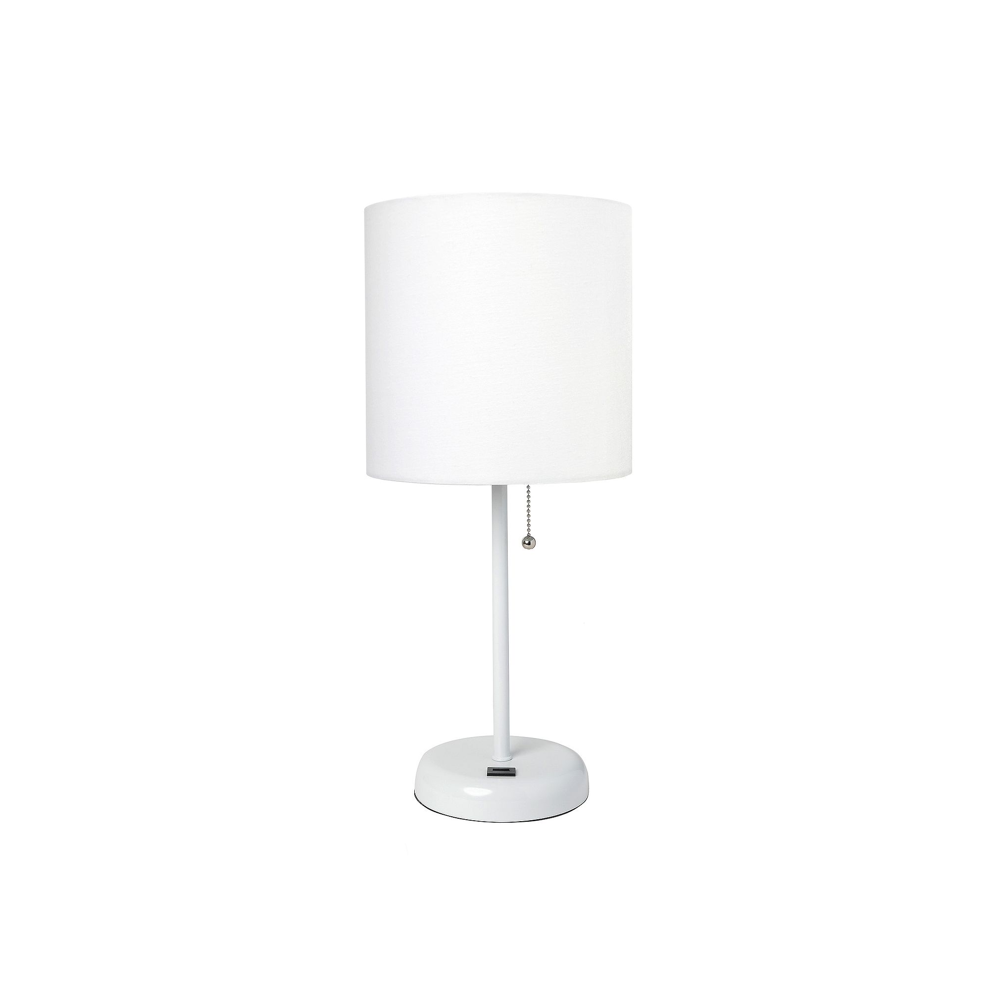 Creekwood Home Metal Table Lamp with USB Port, White And White