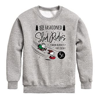 Boys 8-20 Peanuts Sled Rides Sign Crew Fleece Sweatshirt