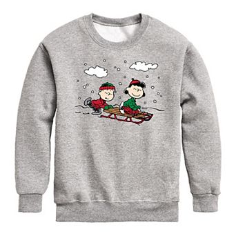 Boys 8-20 Peanuts Linus Lucy Sledding Crew Fleece Sweatshirt