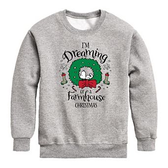 Boys 8-20 Peanuts Farmhouse Christmas Crew Fleece Sweatshirt