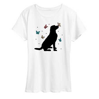 Women's Dog And Butterflies Graphic Tee