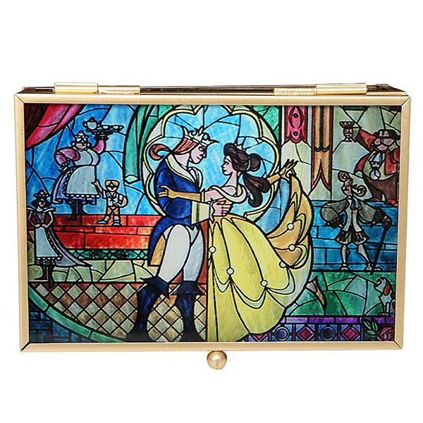 Disney Princess Beauty and the Beast Belle and the Prince Stained Glass Jewelry Box - Multi None