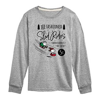 Boys 8-20 Peanuts Sled Rides Sign Long Sleeve Graphic Tee