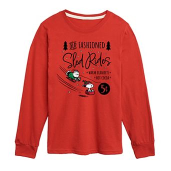 Boys 8-20 Peanuts Sled Rides Sign Long Sleeve Graphic Tee