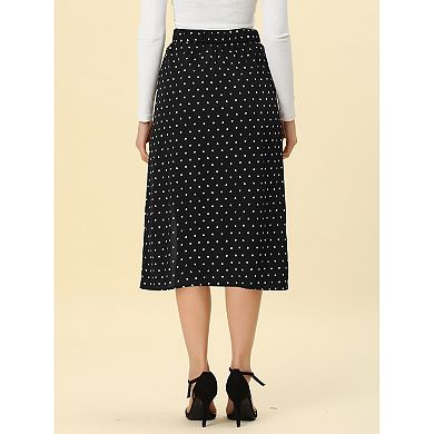 Women's Button Decor Split Heart Printed Midi Pencil Skirt