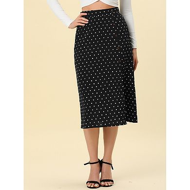 Women's Button Decor Split Heart Printed Midi Pencil Skirt