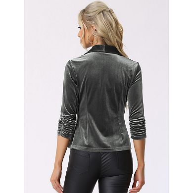 Velvet Cardigan for Women's Lapel Collar Open Front Cardigans