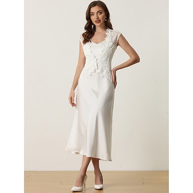 Lace Cap Sleeves Cardigan for Women's Floral Evening Wedding Elegant Shrug