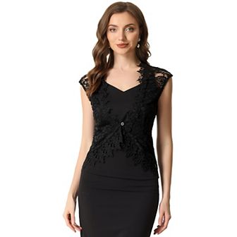 Lace Cap Sleeves Cardigan for Women's Floral Evening Wedding Elegant Shrug