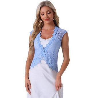 Lace Cap Sleeves Cardigan for Women's Floral Evening Wedding Elegant Shrug