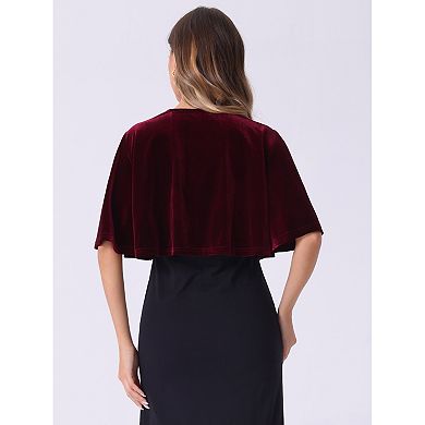 Velvet Cardigans for Women's Bell Sleeve Solid Open Front Cropped Shrug Bolero Jacket