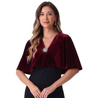 Velvet Cardigans for Women's Bell Sleeve Solid Open Front Cropped Shrug Bolero Jacket