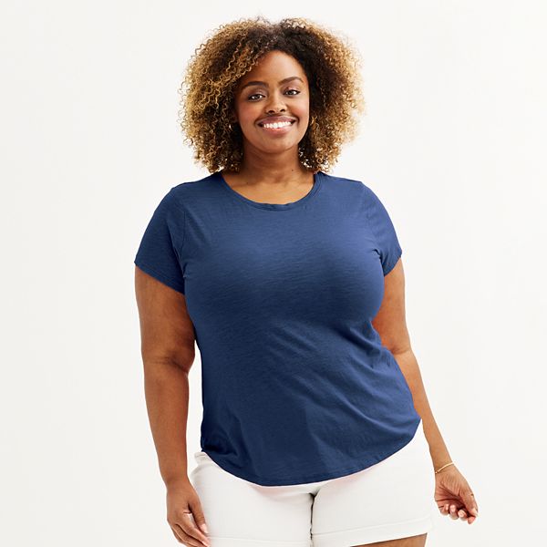 Plus Size Sonoma Goods For Life® Short-Sleeve Crew Tee - Blue Beauty (0X)