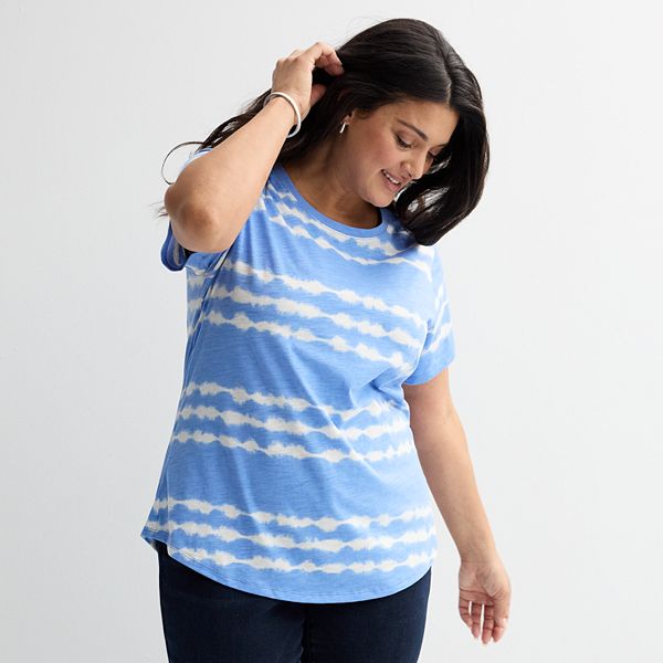 Plus Size Sonoma Goods For Life® Short-Sleeve Crew Tee - Light Blue Dye (0X)