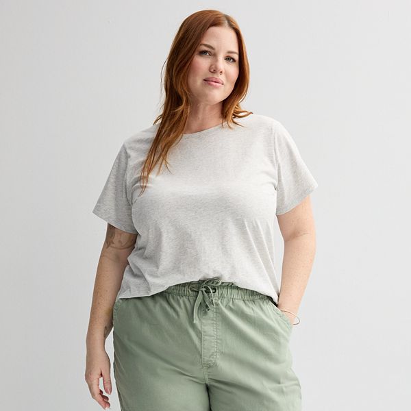 Plus Size Sonoma Goods For Life® Short-Sleeve Crew Tee - Light Grey Heather (0X)