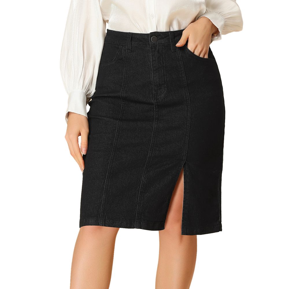 Long back-slit jean skirt
 for ladies