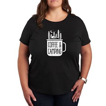 Plus Size Coffee And Camping Graphic Tee
