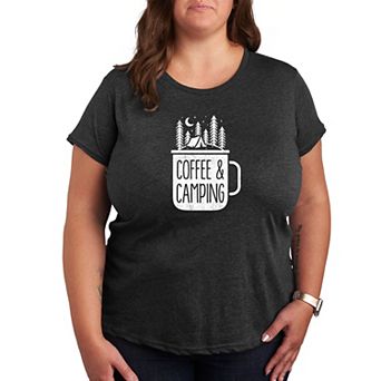 Plus Size Coffee And Camping Graphic Tee