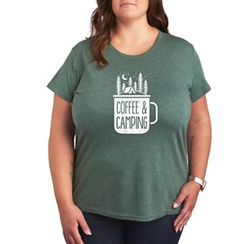 Plus Size Coffee And Camping Graphic Tee