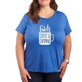 Plus Size Coffee And Camping Graphic Tee