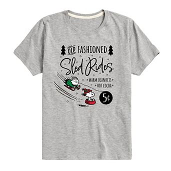 Boys 8-20 Peanuts Sled Rides Sign Graphic Tee