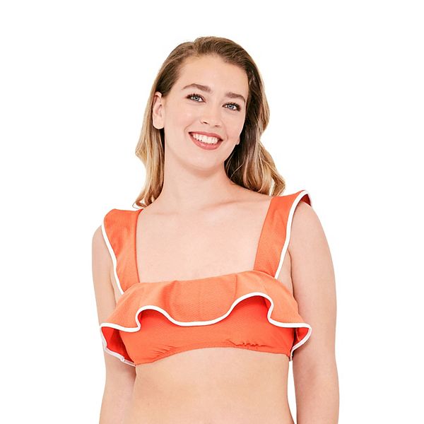 Black Ruffle Boho Print Swim Top main image 1