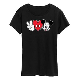 Disney's Mickey Mouse Women's Peace Love Graphic Tee