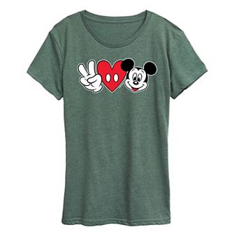 Disney's Mickey Mouse Women's Peace Love Graphic Tee
