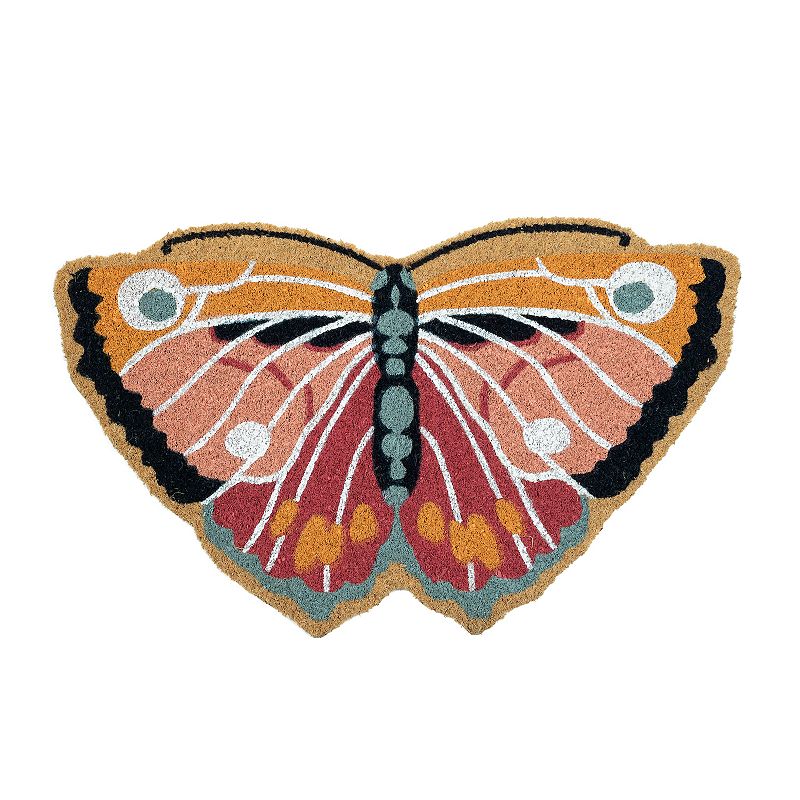 Celebrate Together Spring Coir Butterfly Shaped Doormat, Lt Orange, 18X30