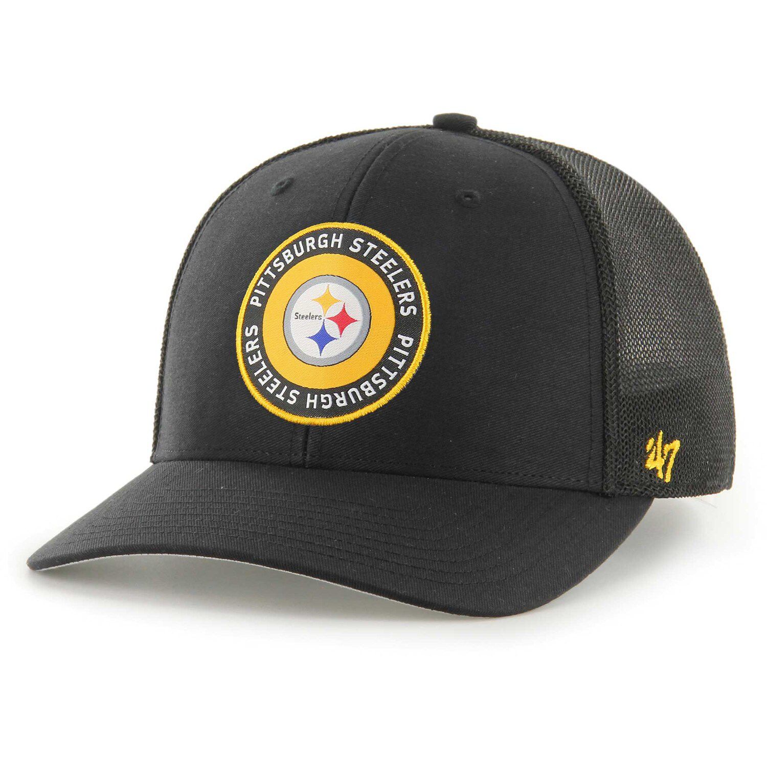 Men's '47 Black Pittsburgh Steelers Highpoint Trucker Clean Up Snapback Hat