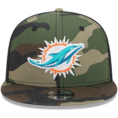 Youth New Era Camo Miami Dolphins Main Trucker 9FIFTY Snapback Hat