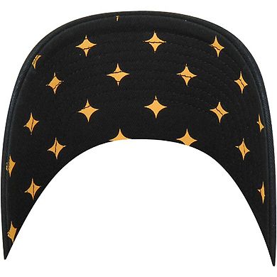 Women's '47 Black Pittsburgh Steelers Confetti Icon Clean Up Adjustable Hat