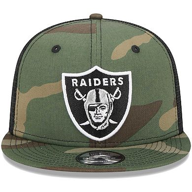 Youth New Era Camo Las Vegas Raiders Main Trucker 9FIFTY Snapback Hat