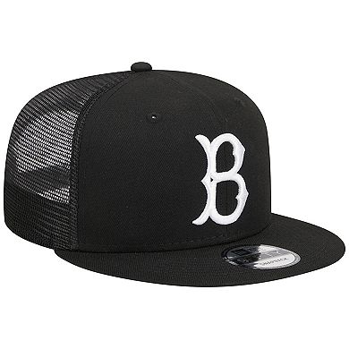 Men's New Era Black Brooklyn Dodgers Cooperstown Collection Trucker 9FIFTY Snapback Hat