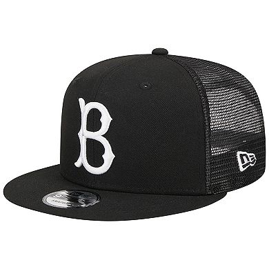Men's New Era Black Brooklyn Dodgers Cooperstown Collection Trucker 9FIFTY Snapback Hat