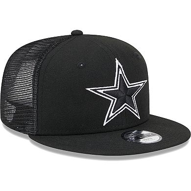 Youth New Era Black Dallas Cowboys Main B-Dub 9FIFTY Trucker Adjustable Hat