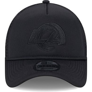 Men's New Era Black Los Angeles Rams All Day A-Frame Trucker 9FORTY Adjustable Hat