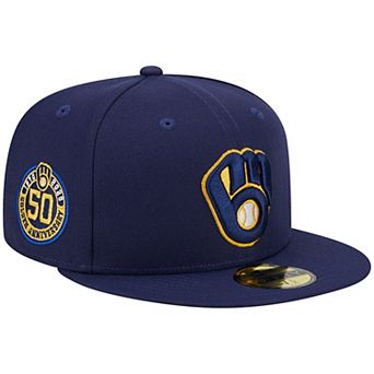 Men's New Era Navy Milwaukee Brewers 50th Anniversary Team Color 59FIFTY Fitted Hat