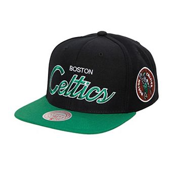 Men's Mitchell & Ness Black Boston Celtics Hardwood Classics MVP Team Script 2.0 Snapback Hat