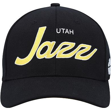 Men's Mitchell & Ness Black Utah Jazz MVP Team Script 2.0 Stretch Snapback Hat