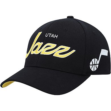 Men's Mitchell & Ness Black Utah Jazz MVP Team Script 2.0 Stretch Snapback Hat