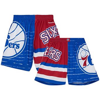Men's Mitchell & Ness Royal/Red Philadelphia 76ers Jumbotron 3.0 Shorts