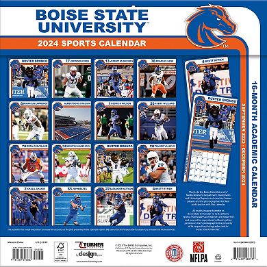 Boise State Broncos 2024 12'' X 12'' Team Wall Calendar