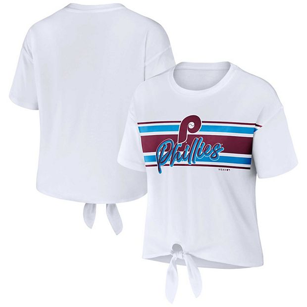 Women's WEAR by Erin Andrews White Philadelphia Phillies Front Tie T-Shirt